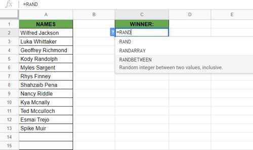 Cách chọn một kết quả ngẫu nhiên bằng Google sheets